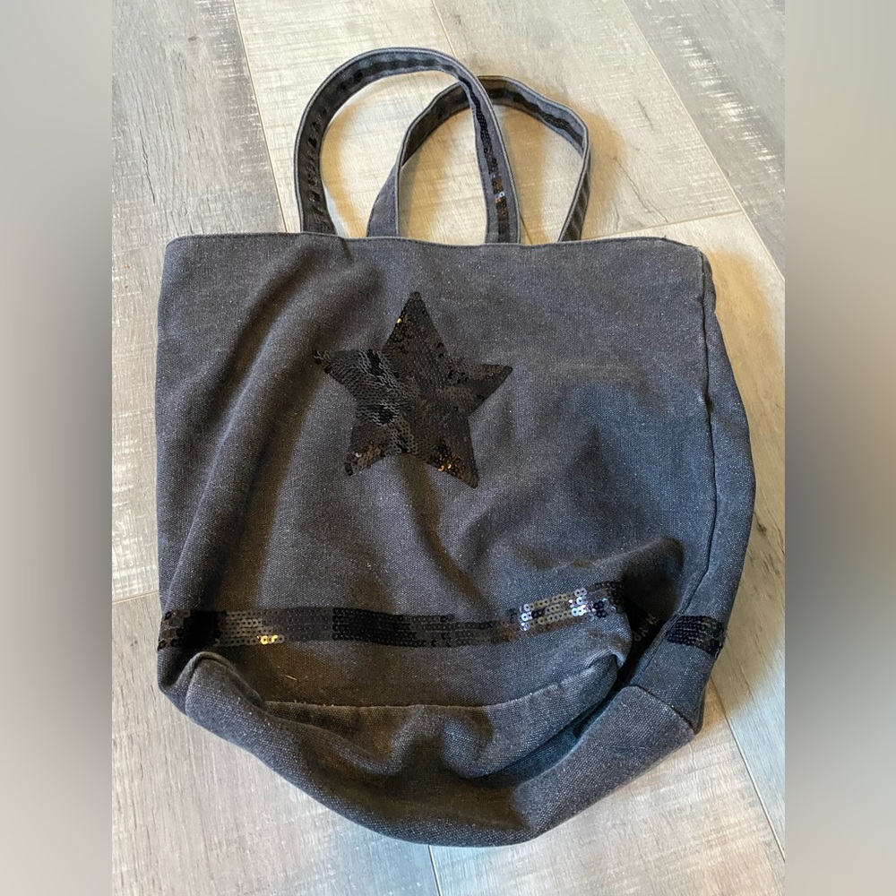 Stylish Black Tote Bag with Star Design